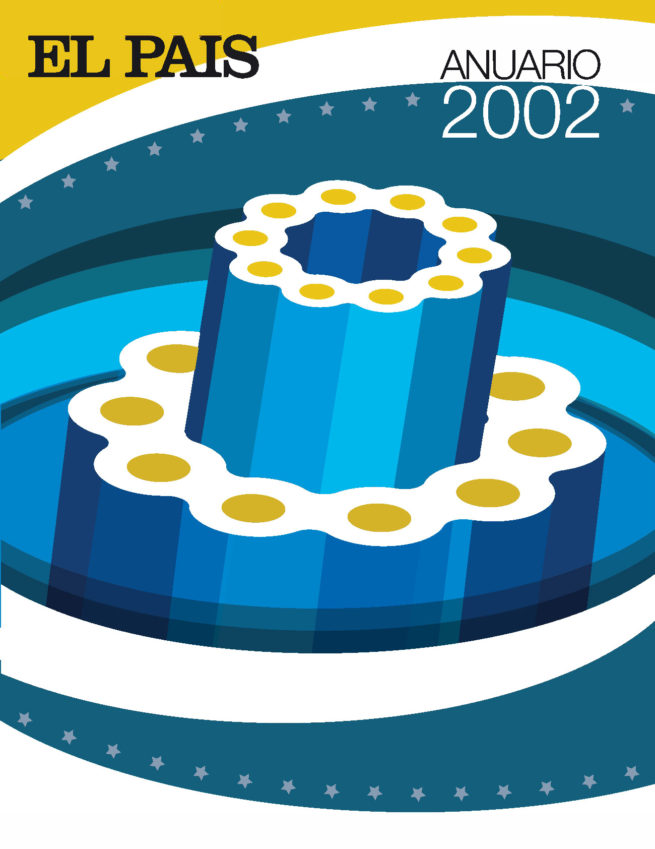 Emblem design for Madame FC depicting an M monogram in a circle with the words "Madame FC EST. 2003" inside on top of a background image of a soccer stadium.